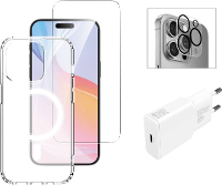 4Smarts 3in1 Premium Starter Set Backcover Apple iPhone 16 Pro Transparant Inductieve lading