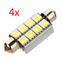 4X Canbus 42mm 8 Led 5050 Smd Car C5w Dome Festoon Plate Light Bulb