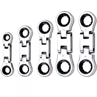 5 Delige flex kop stubby ratel combinatie sleutel set mini sleutel set dubbele box eind flex kop mini steeksleutel set