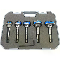 5 Delige houtbewerking gatenboor set blauwe carbide verstelbare boor hout scharnier boor bits afneembare sterke achterpl