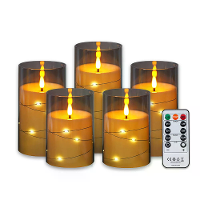 5 Delige set LED elektronische kaars acryl hoge simulatie glazen beker LED schommelwas plastic koperdraad lamp met afsta