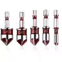 5 Delige verzinkboorset 82 graden 5 snijkanten ongecoat hexagonale shank van 1/4 tot 3/4 inch voor hout metaal kunststof
