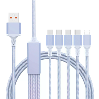 5 In 1 100W 5 in 1 USB C laderkabel USB A naar USB C/iP/Micro USB kabel Snelladen Gegevensoverdracht Koperen kern Leidin