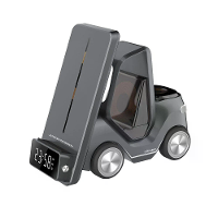 5 In 1 Draadloze Snellader Telefoonhouder Met Alarmklok Tijd Voor iPhone 16 15 14 13 12 Pro Max Apple Watch 10 9 8 7 6 A
