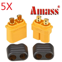 5 Pair Amass Xt60+ Plug Connector With Sheath Housing Male & Female