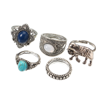 5 Pcs Bohemian Retro Alloy Knuckle Ring Set Women Jewelry