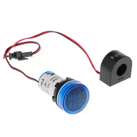 5 Stuks blauw licht 2in1 22 mm AC50 500V 0 100A Amp Voltmeter Ammeter Spanningsstroommeter met CT Au23