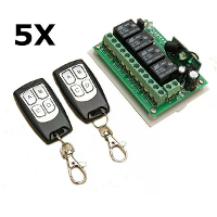 5 Stuks Geekcreit® 12V 4 kanaals 433 MHz draadloze afstandsbedieningsschakelaar met 2 zenders