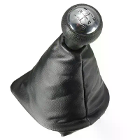5 Versnellingspookknop voor PEUGEOT 207 307 406 Zwart verchroomd leer
