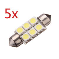 5 X 36mm 6 Smd 5050 C5w Car Led Festoon Dome Light Bulbs White