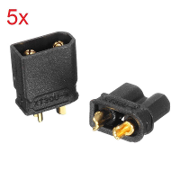 5 X AMASS XT30U stekker 2 mm zwart vrouwelijk mannelijk bananenstekkerconnector