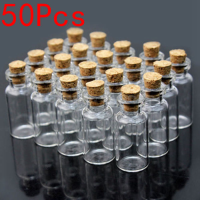 50Pcs 10x18mm Mini Clear Wishing Message Glass Bottles Vials With Cork