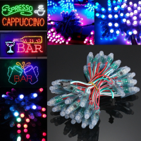 50Pcs Dc 5v Ws2811 Rgb Full Color 12mm Pixels Digital Addressable Led String Ip68
