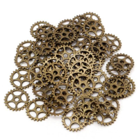 50Pcs Vintage Steampunk Gear Necklace Pendant Charm Diy Jewelry Making