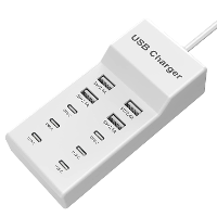 50W 10 Port USB Charger 4USB A+6USB C Snel Opladen Desktop Oplaadstation EU stekker VS stekker voor iPhone 15 14 13 voor