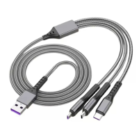 5A 66W USB A naar Type C/iP/Micro USB kabel Snelladen Gegevensoverdracht Koperen kern Lijn 1,2 m Lang voor iPhone 17 17P