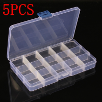 5Pcs 15 Cells Compartment Plastic Storage Box Adjustable Detachable For Nail Tip Gems Little Stuff