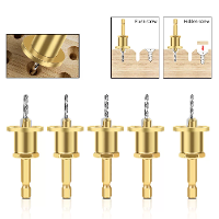 5PCS 6.35Mm Hex Shank Tungsten Carbide Tipped Countersink Boor Set met Verstelbare Boorboutdiepte Stop voor Houtbewerkin