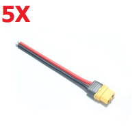 5Pcs Amass Xt60+ Female Plug Connector 14awg 10cm Power Cable Wire