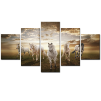 5Pcs Combination Canvas Print Painting Hourse Printed On Canvas Home Entryway Wall Decor