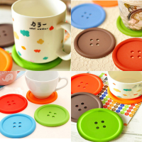 5Pcs Cute Colorful Silicone Button Coaster Cup Mat Drink Placemat