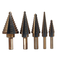 5Pcs Hss Step Drill Bit Set Titanium Coated Step Drill Bits With Aluminum Box