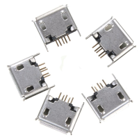5Pcs Micro Usb Type Ab Female Dip 5pin Socket Soldering Jack Connector