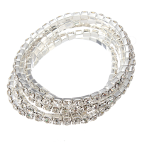 5Pcs Silver Elastic Wedding Bridal Diamante Crystal Bracelet Bangle