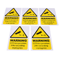5Pcs Yellow Window Warning Stickers Signs Decal Cctv In Operation