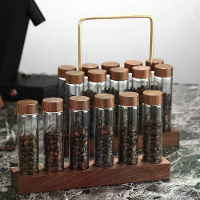 6/10/12 Slots Houten Basis Koffieboon Glazen Fles Displaystand Transparante Glazen Buizen Houten Deksel Opslagrek