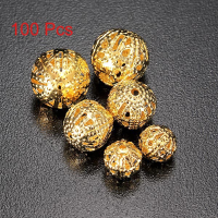 6 8 10Mm 100pcs Gold Silver Plated Filigree Spacer Beads Diy Jewelry