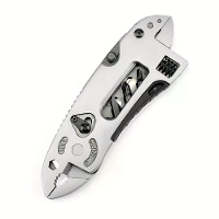 6 In 1 RVS Multitool Verstelbare Moersleutel Schroevendraaierbits Zaagblad Mes Compact Vouwontwerp Ergonomische Handgree