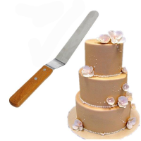 6 Inch Wooden Handle Straight Cake Spatula Smooth Filling Icing Tool