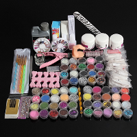 60 Acrylic Uv Powder Glitter Glue Nail Art Tool Kit Set