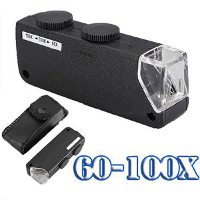 60X 100x Portable Lighted Microscope Magnifier