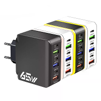 65W 6 poorts USB PD oplader 3USB A + 3USB C PD QC3.0 Snel opladen wandoplader adapter EU plug US plug voor iPhone 16 16