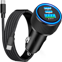 67W 3 poorts USB PD auto oplader adapter USB A + 2 USB C PD3.0/2.0 QC4.0+/03.0/2.0 Ondersteunt PPS FCP AFC DCP BC1.2 Sne