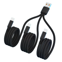 6A 100W USB A naar Type C+Type C+Type C Kabel Snelle Oplading Gegevensoverdracht Koperkernlijn 0.2M/1.2M Lang voor iPhon