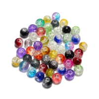 6Mm 8mm 10mm Mixed Color Crack Glass Round Spacer Loose Beads