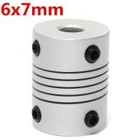 6Mm X 7mm Aluminum Flexible Shaft Coupling Od19mm X L25mm Cnc Stepper Motor Coupler Connector