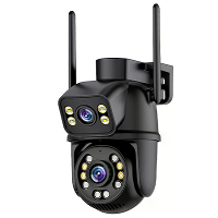Guudgo 6MP HD 5X Zoom Dual Lens Beveiligingscamera WIFI PTZ IP66 Waterdicht Nachtzicht 2 Weergave Audio Surveillance CCT