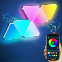 6Pack RGBIC Driehoek Quantum Lichtpanelen DIY Splicing Wandlampen met Muzieksynchronisatie APP & Afstandsbediening Gamin