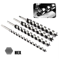 6PCS 6 16mm Hoog koolstofstaal houtbewerking roller boorset 230mm zeshoekige handgreep Gefrituurd Deeg Twists Hout Tappe