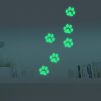 6Pcs Honana 8.5X8.5Cm Fluorescent Glow Dog Footprint Wall Sticker