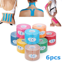 6Pcs Pink Kinesiology Tape Sports Muscles Care Therapeutic Bandage