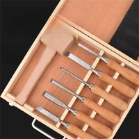7 Delige set hoogwaardige houtdraaibeitels voor het maken van houtsnijwerk. Set met gereedschap voor houtbewerking, incl