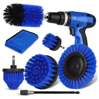 7 Delige set van boorborstel schoonmaakset meerdere maten nylon borstels accessoires verlengstuk compatibel met de meest