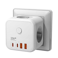 7 IN 1 EU plug kubus stopcontact met aan/uit schakelaar PD20W snellader muurcontact overbelastingbeveiliging voor thuis