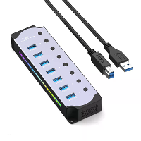 7 In 1 RGB USB 3.0 Hub Docking Station met onafhankelijke schakelaar Multi poorten USB adapter met 5Gbps USB3.0*7 Voor p