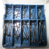 70Pcs 10 Sizes Carbon Silver Lure Fishing Hooks With Box